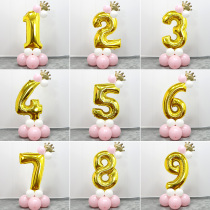 Gold and silver digital Balloon Columns Package Baby age 100 Days Decorative Road Leading Children Birthday Party Arrangement