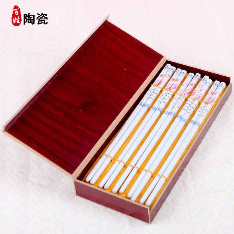 Healthy environmental protection, is not authentic jingdezhen blue and white porcelain chopsticks mold 310 pairs of simple packaging color ceramic chopsticks