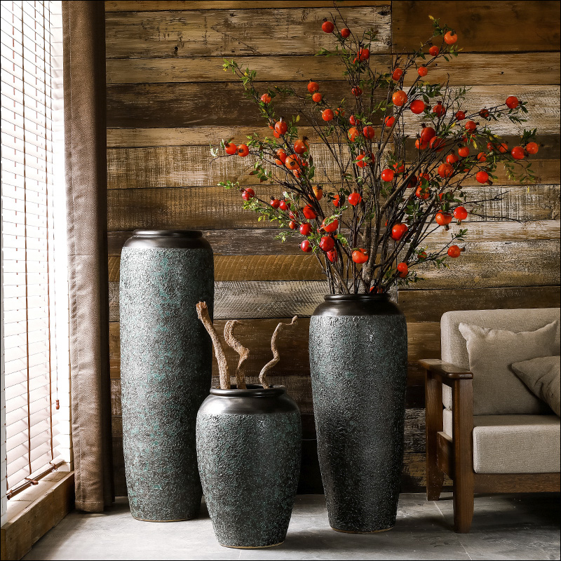 Ground vase large rural Chinese style restoring ancient ways is inserted dried flowers coarse pottery sitting room hotel villa do old ceramic furnishing articles