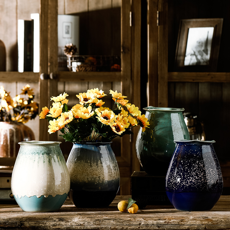 Ceramic mesa floret bottle sunflower dried flower adornment hydroponic water raise I and contracted sitting room table vase furnishing articles