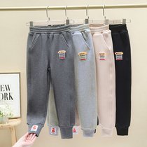 Boys' pants spring and autumn 2022 foreign vibe outerwear fleece girls fleece medium and large children's autumn and winter casual sports pants