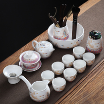 Complete set of lazy automatic kung fu tea set home living room tea stone grinding bowl teapot tea cup simple modern