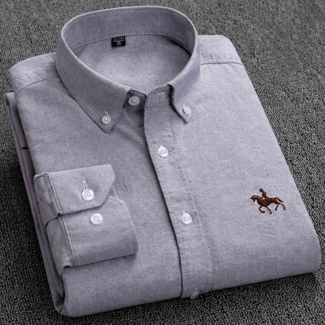 95% cotton men's long-sleeved shirt oxford shirt Spring and Autumn casual middle-aged men and young men's large size 95% cotton men's long-sleeved shirt oxford shirt Spring and Autumn casual middle-aged men and young men's large size