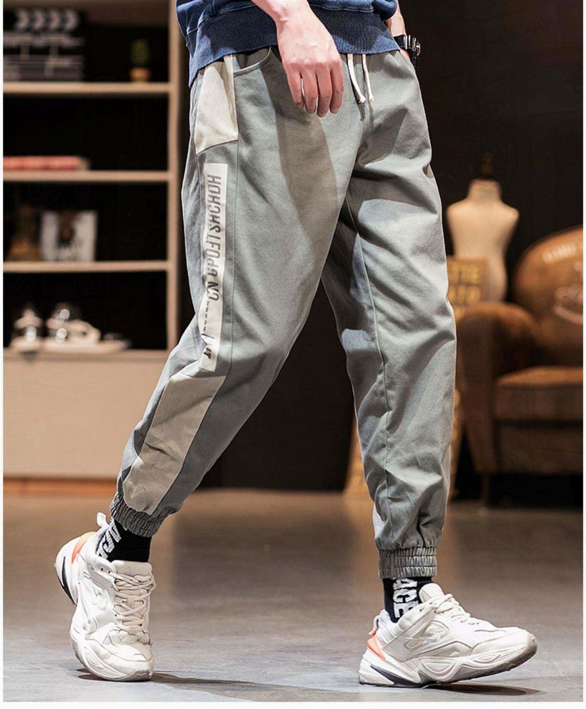 工装裤男ins日系潮牌宽松束脚裤帅气潮流哈伦原宿风百搭休闲裤男_找