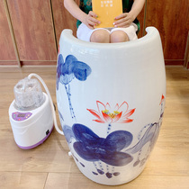 Jingdezhen ceramic steaming foot cylinder Foot bath moxibustion leg fumigation foot Weng negative ion health foot bath free customization