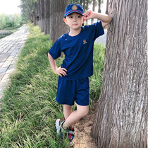 Childrens quick-drying T-shirt fire physical clothing childrens parent-child suit flame blue outdoor expansion summer camp military training uniform