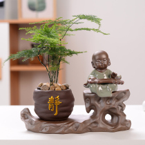 Shou Tao people new Chinese ceramic characters little monk Zen ornaments creative home decorations living room porch furnishings