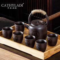 Cathyladi Chinese Purple Sand set Large boiling teapot Ceramic Kung Fu tea with filter Household set carrying pot