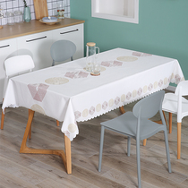 Tablecloth waterproof and oil-proof disposable anti-hot PVC tea table cloth table cloth light luxury dining tablecloth simple ins rectangular tablecloth