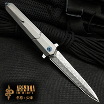 Outdoor small knife sharp and high hardness with wind as knife-proof Damascus steel knife folding knife open edge