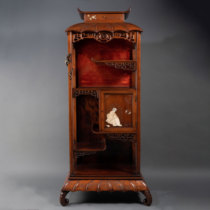 One-horned deer western antique furniture French classical mother-of-pearl inlaid copper gilt embossed carving display cabinet side cabinet