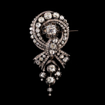 Unicorn Deer Western Antique Jewelry European 18K Gold Sterling Silver Inlaid Diamond Round Ribbon Bow Brooch