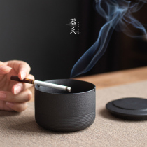 Jis Mufan ashtray ceramic household living room with cover windproof fly ash creative Mini small ashtray customization