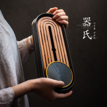 Jis Japanese-style simple tea tray Bamboo water storage dry bubble small tea table Ceramic office household pot holder