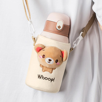 Childrens thermos cup with straw Simple female student large capacity cute girl heart 316 stainless steel portable water Cup