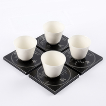 Black Goldstone teacup mat Tea ceremony cup holder storage Black Goldstone drying coaster Cup holder Stone tea tray large natural whole stone