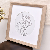 Square solid wood photo frame 50 × 50 calligraphy traditional Chinese painting frame frame outer frame round rice paper frame supports customized size