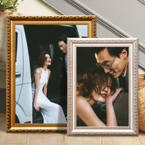 Wedding photo frame hanging wall 24 inch solid wood support custom size picture frame setting European style wash photo made into photo frame