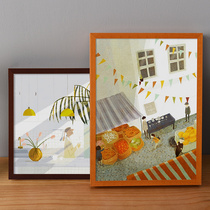 Flat solid wood picture frame photo frame hanging wall A3 8K4K 16 inch 24 inch calligraphy calligraphy painting mounting support custom size