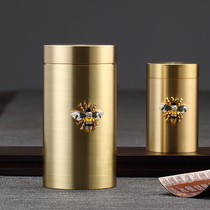 Pure copper small tea pot Enamel color bee sealed tea packaging box Metal mini portable small pot tea tea box