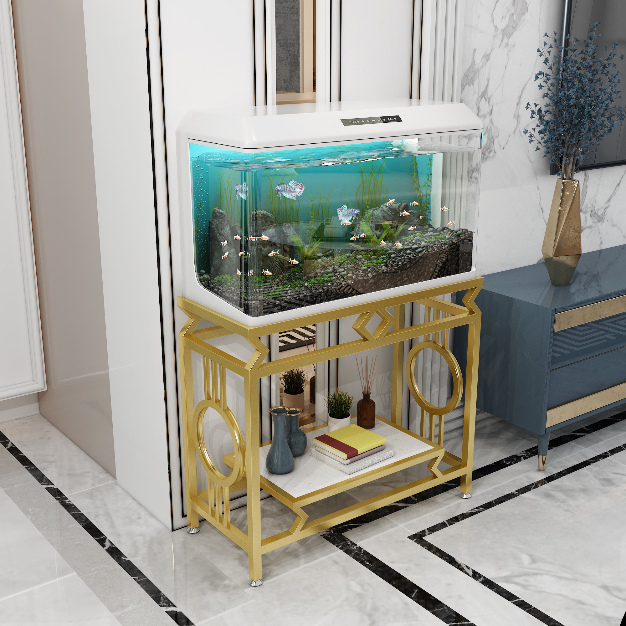 Tank base cabinet shelf Nordic customization, wrought iron home sitting room aquarium fish Tank porch table shelf