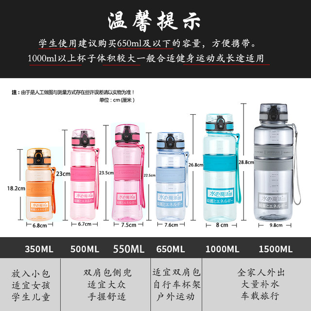 Aji exercise glass bottle drop resistance men and large-capacity anion portable outdoor water bottle 1000ml Aji exercise glass bottle drop resistance men and large-capacity anion portable outdoor water bottle 1000ml