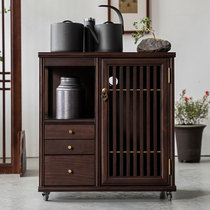 Tea Cabinet New Chinese Mobile Solid Wood Tea Water Cabinet Home Multilayer Small Tea Table Walnuts Wood Containing Tea Car Tea Set Accessories