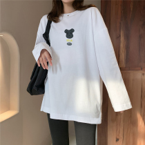 Pregnant woman autumn shirt pure cotton long 2021 new loose pregnant woman t-shirt long-sleeved fashion fund bottom shirt tide