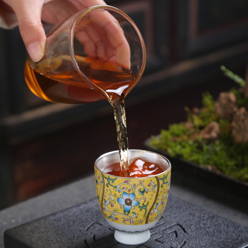 Ceramic cups master cup single CPU colored enamel paint pu - erh tea cups of jingdezhen Ceramic cups kung fu tea tea taking