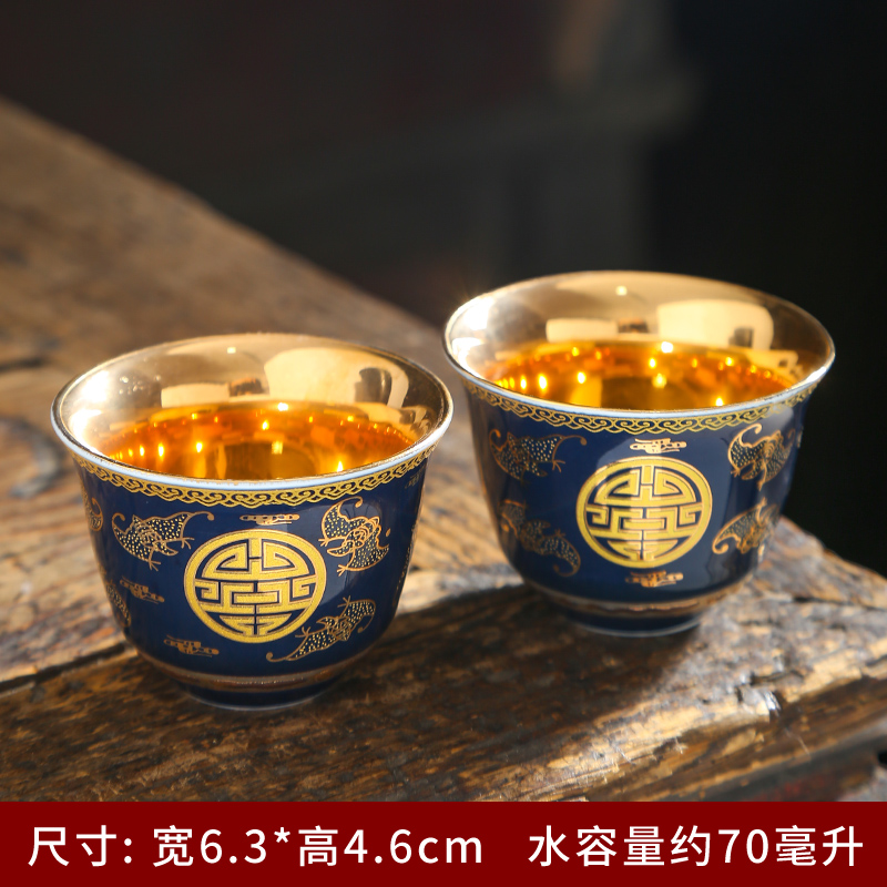 Sterling silver cup silver cup 999 bladder jingdezhen porcelain craft kung fu tea tasted silver gilding single cup sample tea cup