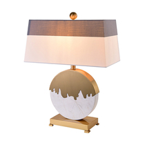 Modern new Chinese round marble desk lamp high-end luxury villa living room study bedroom decoration bedside lamp