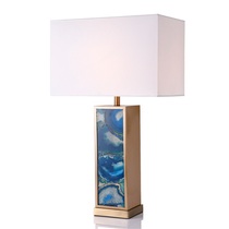 American Upscale Blue Agate Table Lamp Postmodern Creative Designer Prototype room Villa Living Room Square Bed headlights