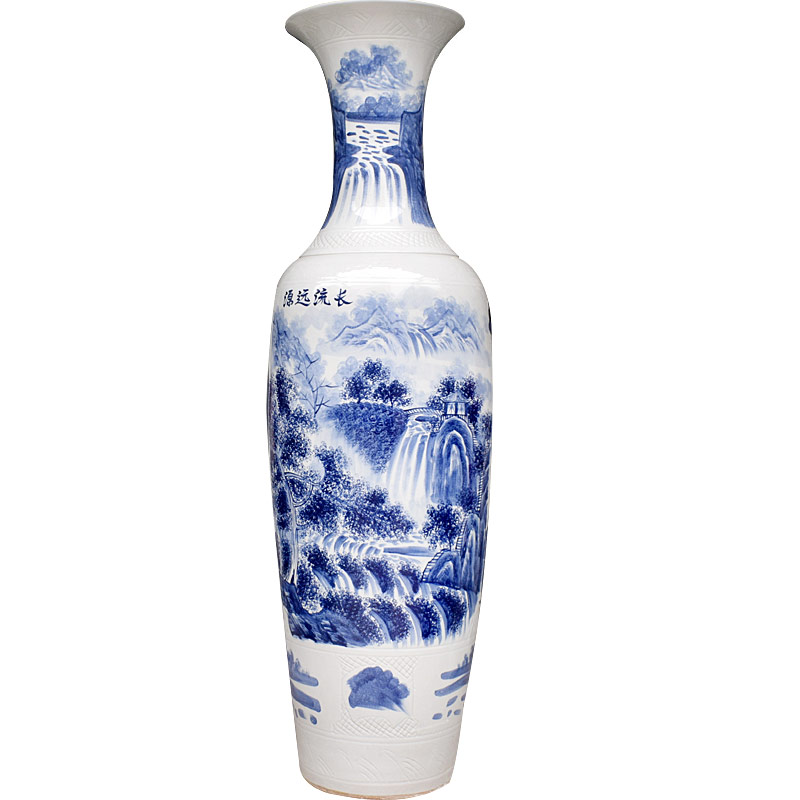 Jingdezhen ceramics hand has a long history in the bright future of large blue and white porcelain vase hotel furnishing articles in the living room