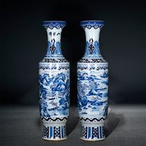 Jingdezhen ceramic ware floor large number high vase green flower porcelain Chinese style hotel swing piece hall to open hand painted landscape