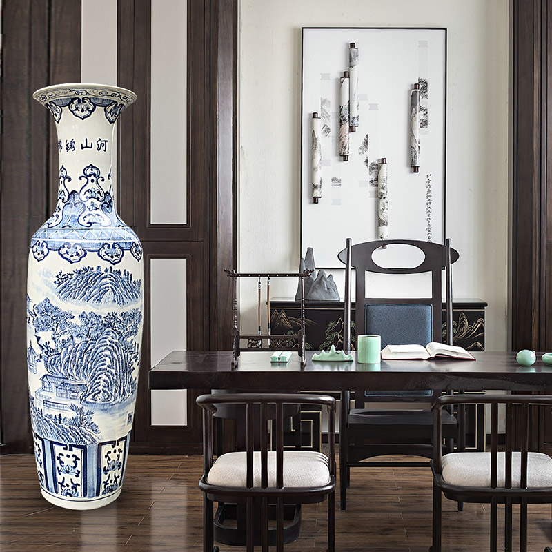 Blue and white porcelain of jingdezhen ceramics vase splendid sunvo be born large sitting room adornment is placed a housewarming gift