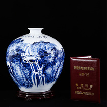 Jingdezhen Ceramics Chinese Ceramics Handdrawn Mountain Vase Household Decorations Living Room Portal