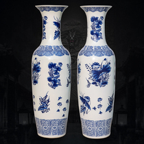 Jingdezhen landing large number vase imitation ancient open sheet crack glazed green flower porcelain lotus living room swinging piece Chinese style adornment