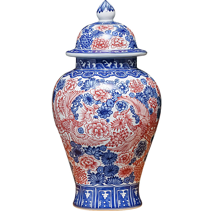 Jingdezhen ceramic retro blue and white porcelain dragon vase decoration place to live in the sitting room porch flower arranging housewarming gift