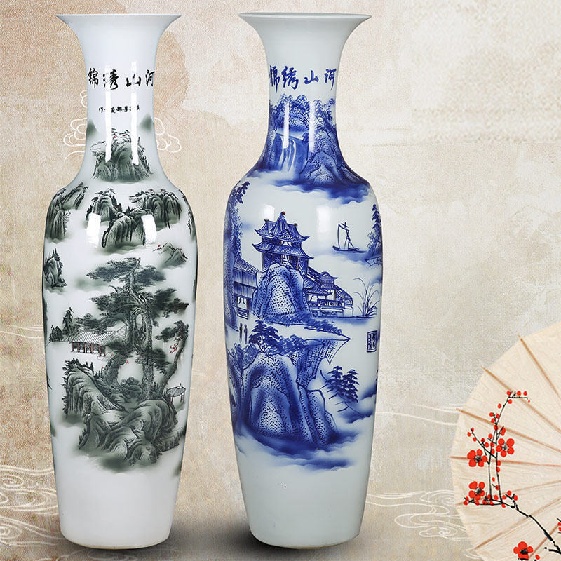 Landing a large blue and white porcelain vase Chinese jingdezhen ceramics furnishing articles sitting room decoration to the hotel opening gifts