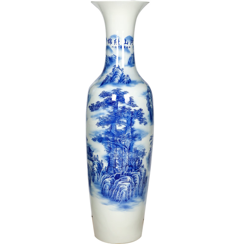 Jingdezhen ceramic blue and white large vase splendid sunvo furnishing articles hotel opening 1.61.8 m sitting room adornment