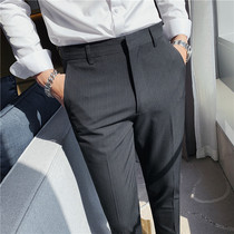 Autumn and winter mens trousers Korean slim trousers vertical suit pants straight business formal pants small feet casual pants