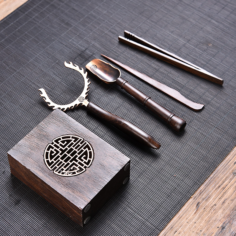 Retro pane kung fu tea six gentleman tea accessories set six gentleman 's real wood ebony five tea art furnishing articles