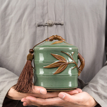 Qinfeng Ru kiln tea cans large ceramic jars storage tea cans sealed cans tea boxes Puer tea cans for household use