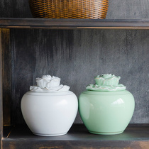 Qinfeng tea tank ceramic sealed tank size household moisture-proof storage tea tank universal Longjing green tea packaging