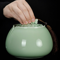 Tea cans Ceramic large sealed cans Celadon Puer tea cans sealed storage cans household moisture-proof storage tea jars