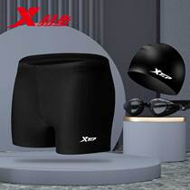 Special step swimming trunks quick-drying men adult anti-embarrassing flat corner swimming trunks mens swimwear swimming goggles professional swimming set summer