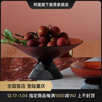 Ribbed glass fruit plate creative color fruit plate ornaments Nordic living room home set personality) BEST WEST