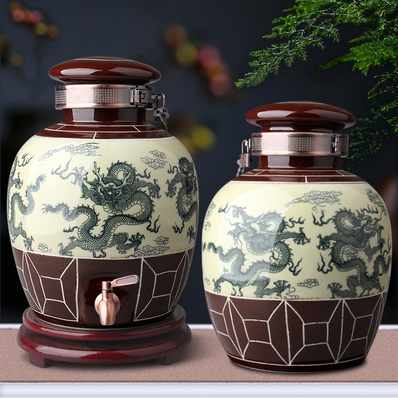 Jingdezhen ceramic terms jar 10 jins 20 jins 30 jins 50 kg antique pine crane live household seal it