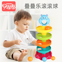 Childrens puzzle track rolling ball sliding ball tower hand catching ball toy 1-2 years old boy 3-5 female baby inertial sliding