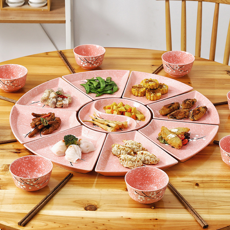 Household platter tableware portfolio ceramic plate round plate round sector 0 web celebrity the creative cutlery set